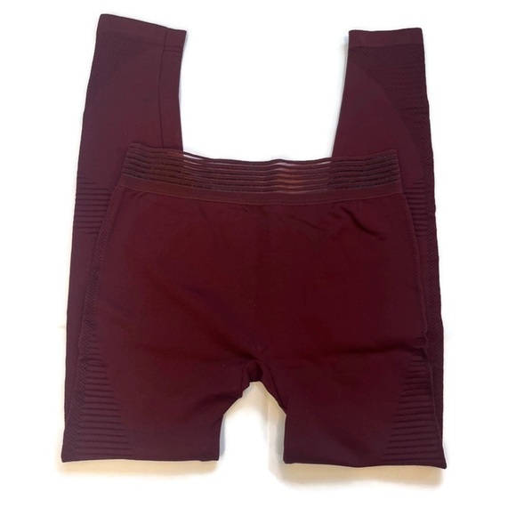 C&C California Women's Leggings Sheer Mesh Waistband Full Length Burgundy Small - Picture 1 of 6